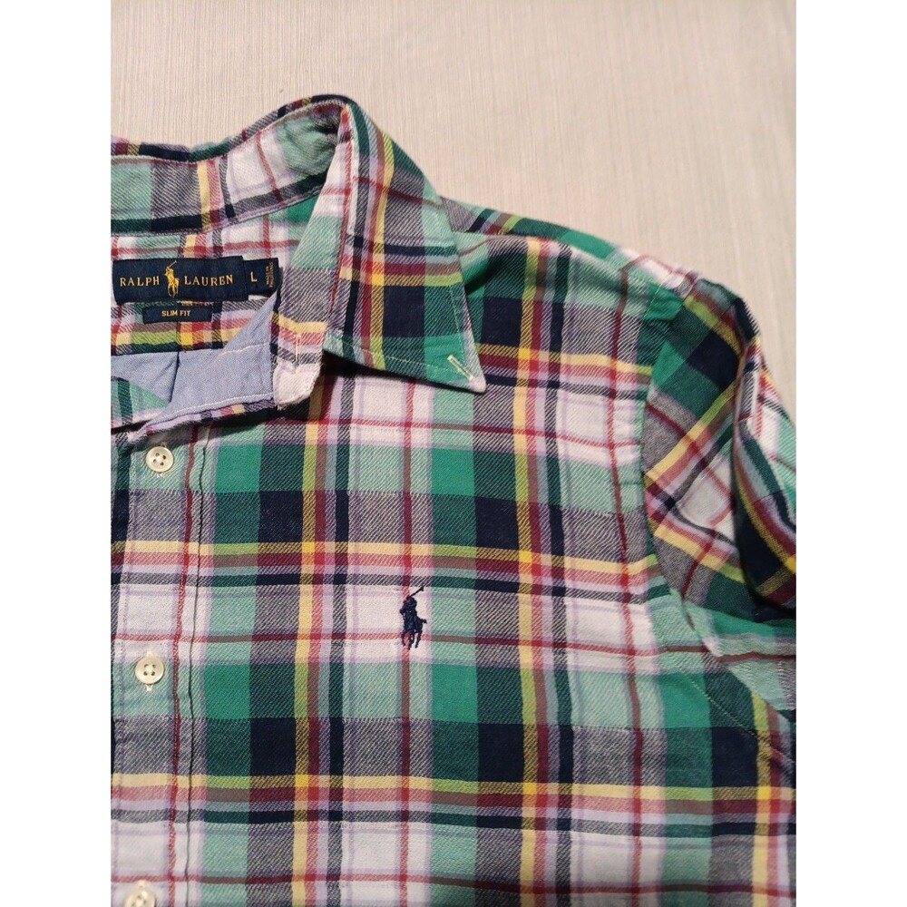 Polo Ralph Lauren Shirt Plaid Button Up Double Faced Workshirt Size Large $125 - Picture 7 of 7
